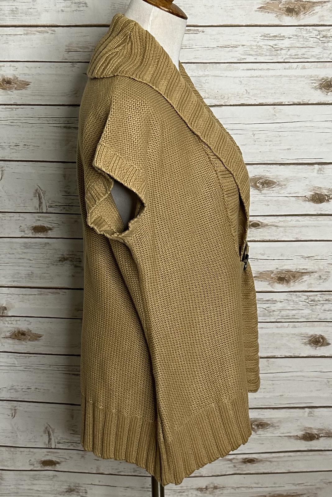 Lauren Ralph Lauren tan linen/cotton shawl collar toggle cardigan sweater Medium
