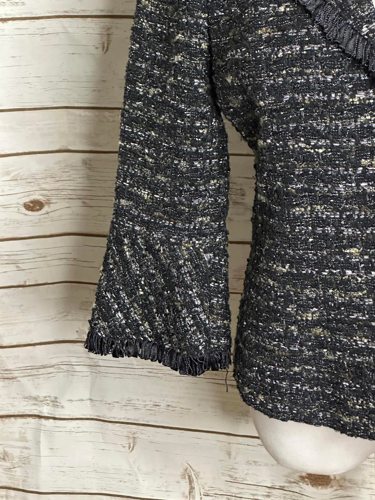 Lafayette 148 NY Petite classic black/white wool-blend tweed blazer/jacket 10