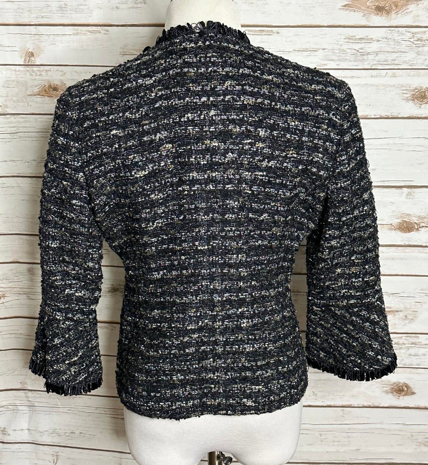 Lafayette 148 NY Petite classic black/white wool-blend tweed blazer/jacket 10