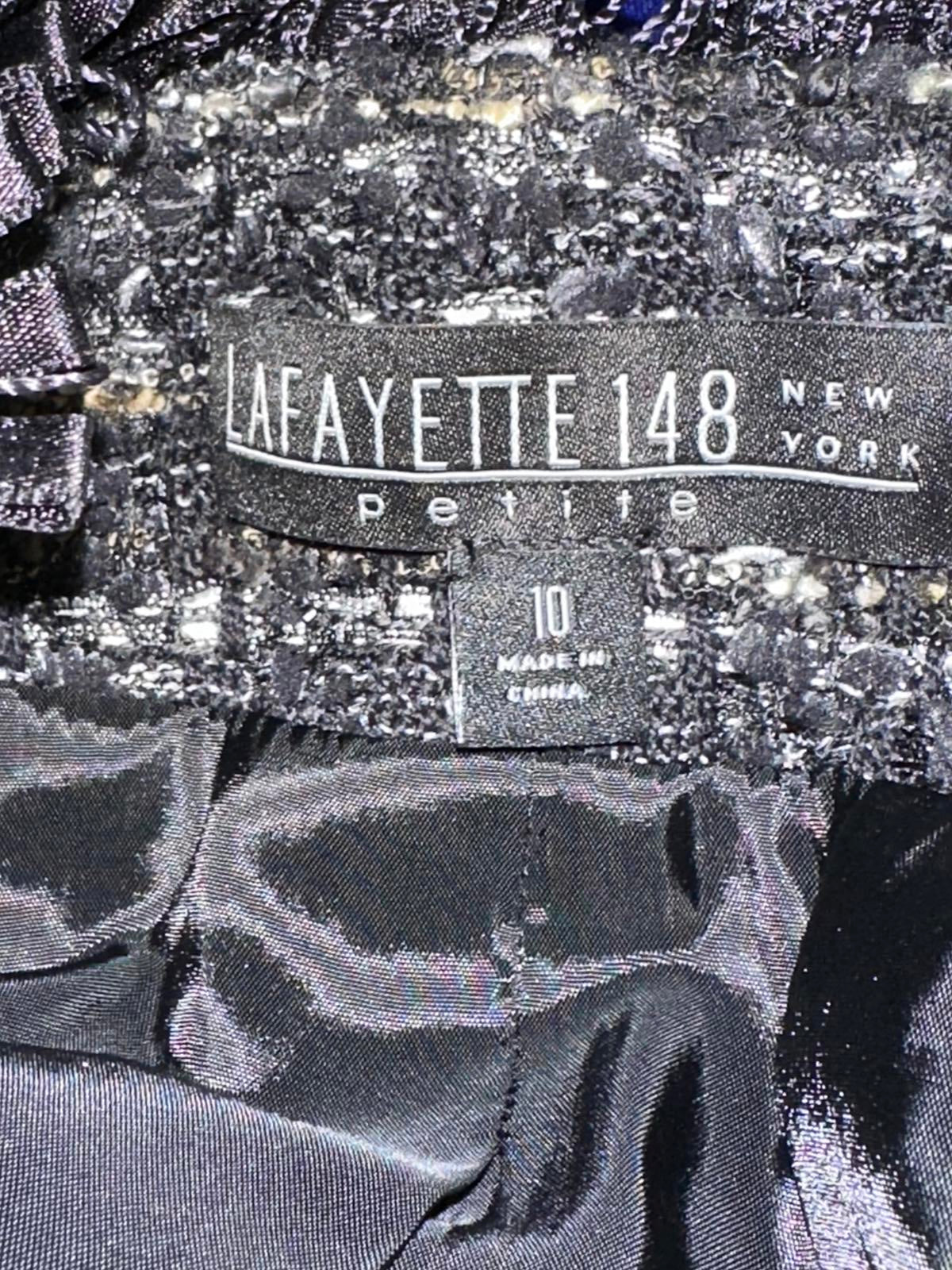 Lafayette 148 NY Petite classic black/white wool-blend tweed blazer/jacket 10