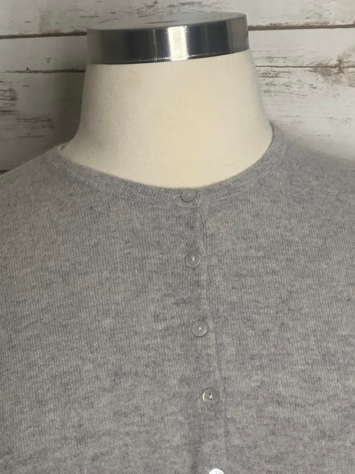 Lands' End classic grey cashmere 3/4 sleeve knit henley-style sweater Size XL