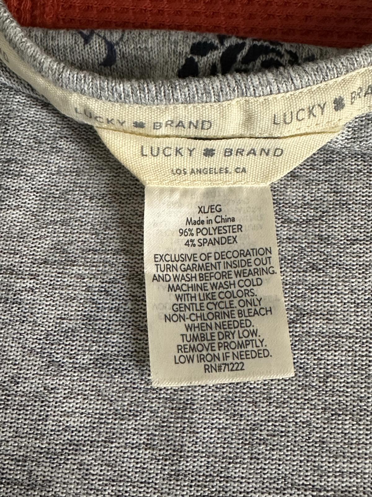 Lucky Brand grey/blue floral scoop neck tank/sleeveless knit top Size XL
