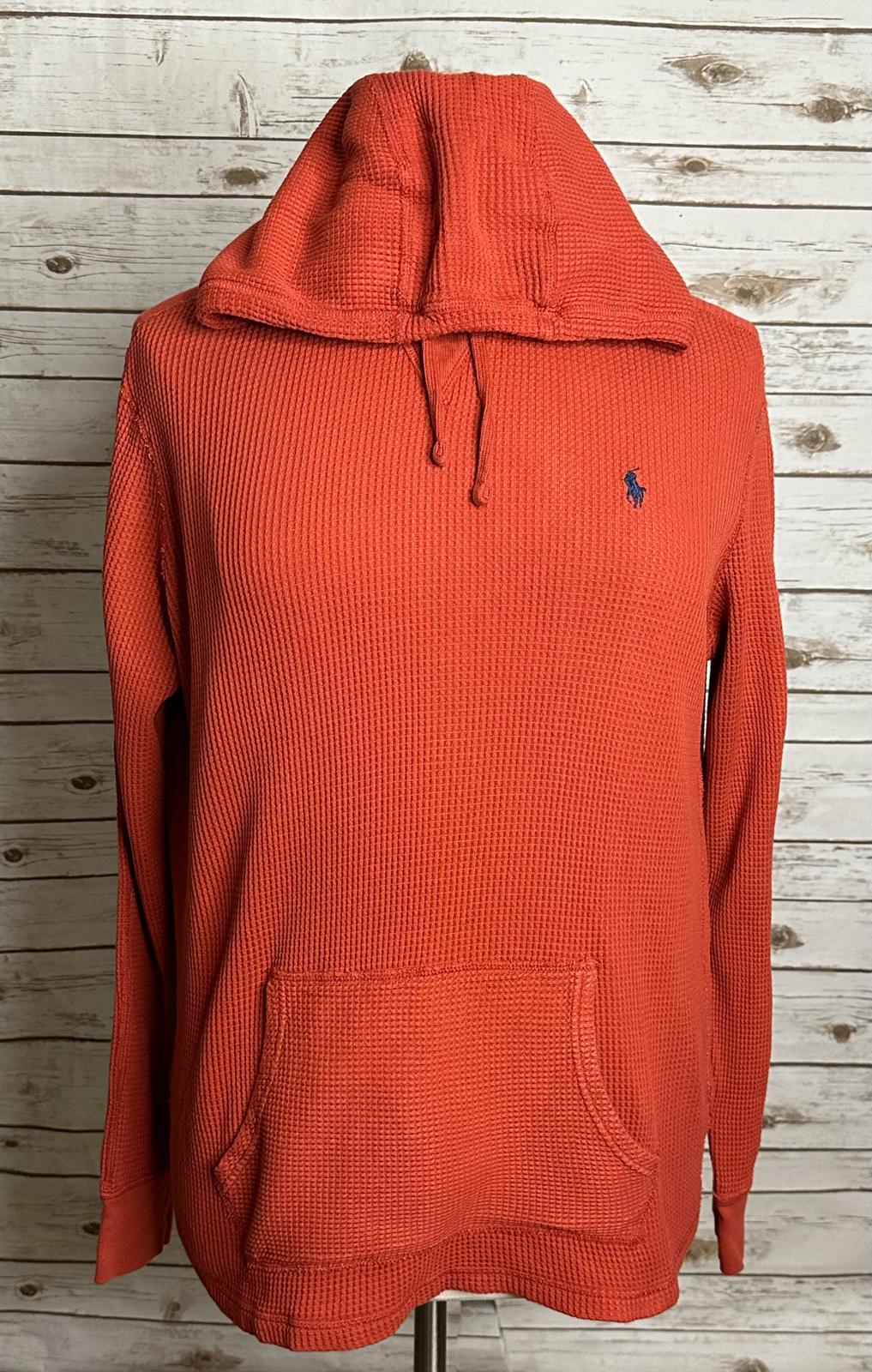 Polo Ralph Lauren red cotton waffle knit thermal long sleeve pullover hoodie XL