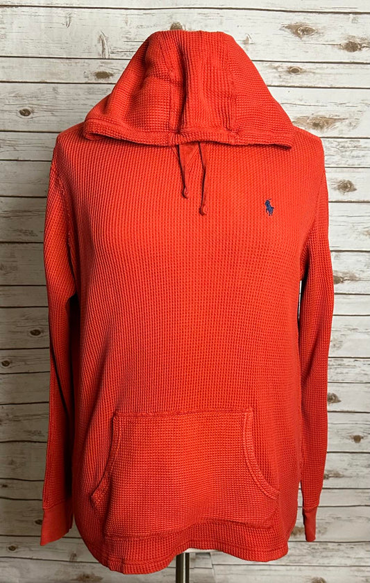 Polo Ralph Lauren red cotton waffle knit thermal long sleeve pullover hoodie XL