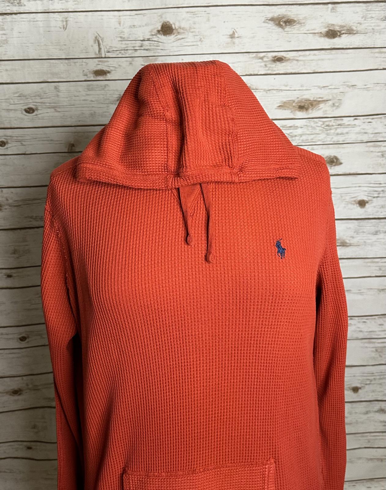 Polo Ralph Lauren red cotton waffle knit thermal long sleeve pullover hoodie XL