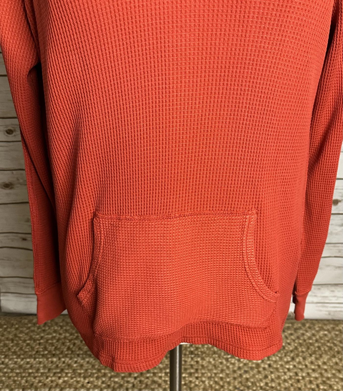 Polo Ralph Lauren red cotton waffle knit thermal long sleeve pullover hoodie XL
