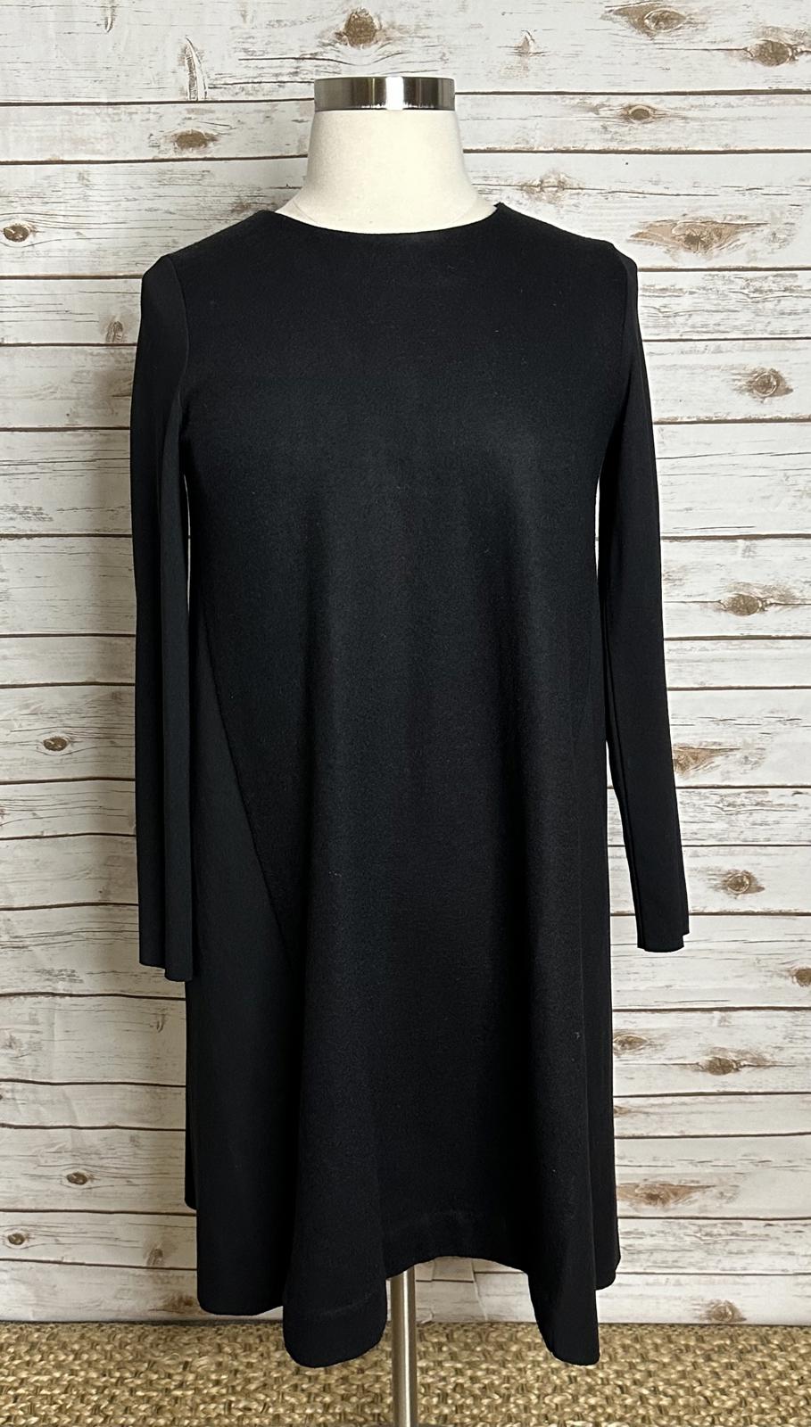 COS modern classic minimalism black long sleeve knit swing/A-line dress Large