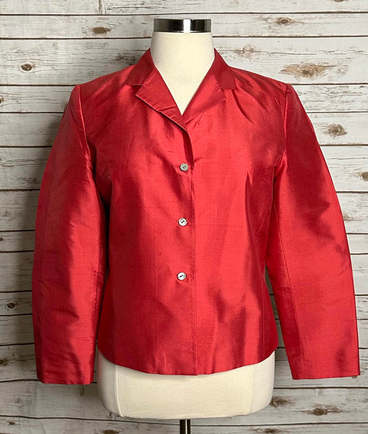 Vintage classic pink Talbots Pure Silk shantung single-breasted blazer Size 16
