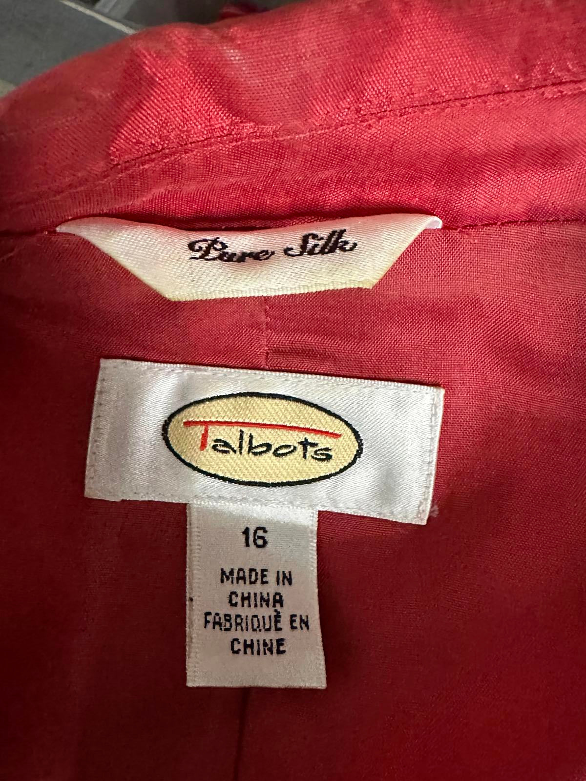Vintage classic pink Talbots Pure Silk shantung single-breasted blazer Size 16