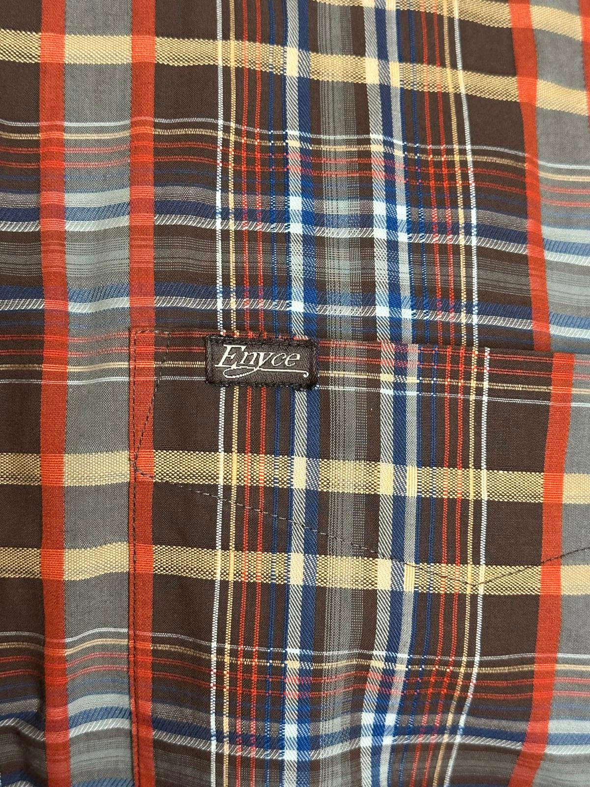 Vintage Enyce Y2K streetwear brown plaid long sleeve button-up shirt Size XXL