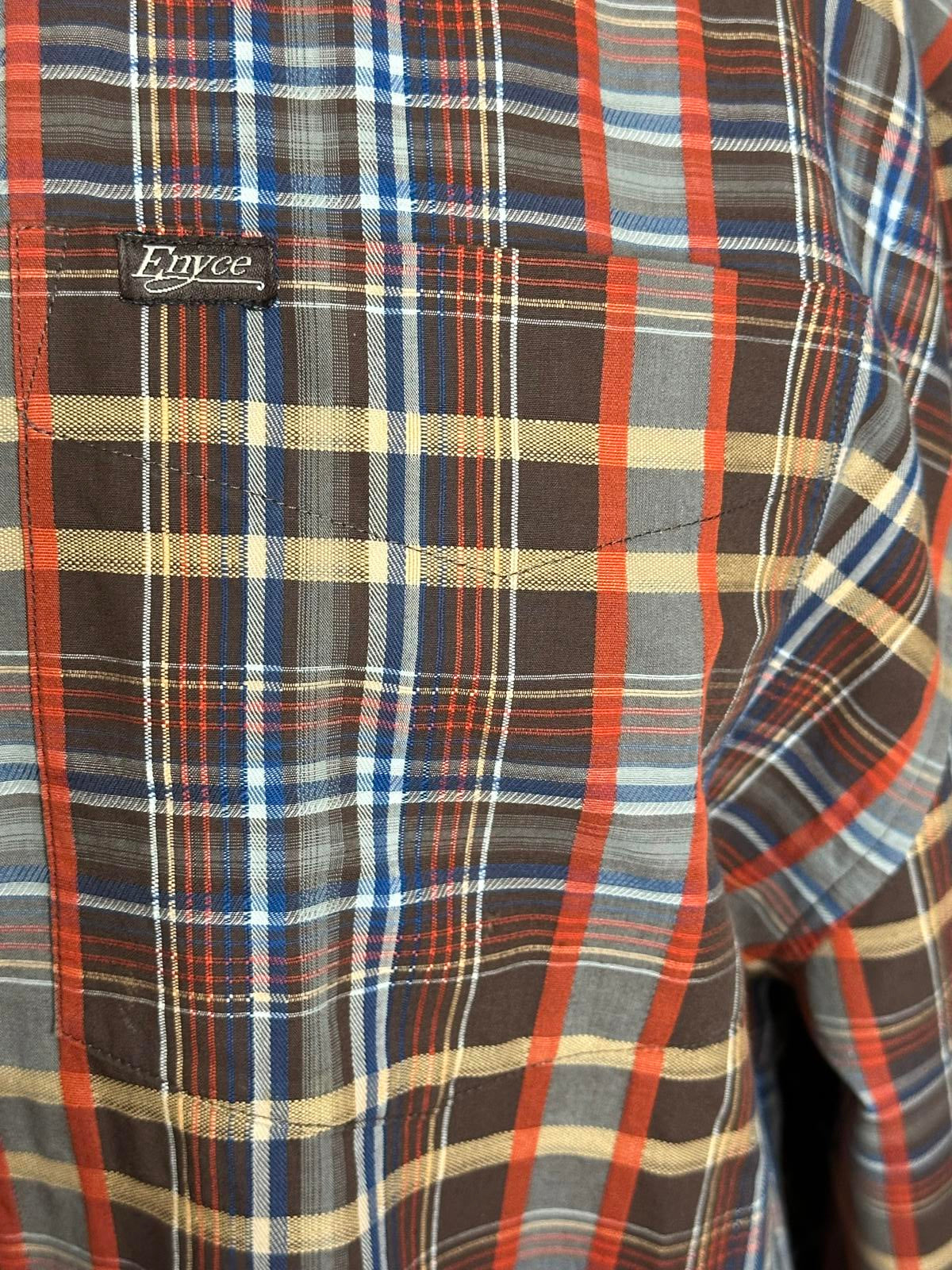 Vintage Enyce Y2K streetwear brown plaid long sleeve button-up shirt Size XXL