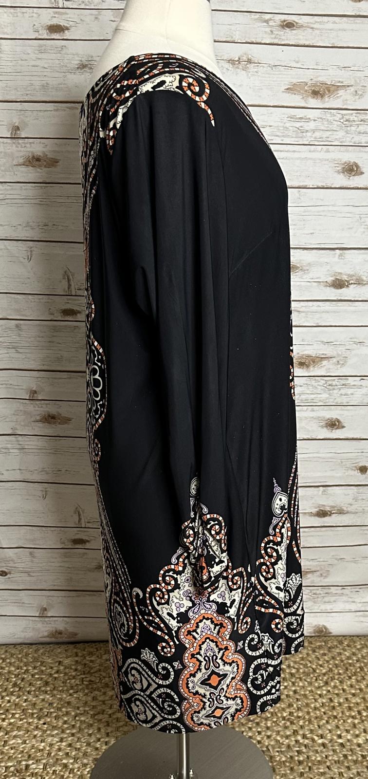INC International Concepts black baroque long sleeves shift dress/tunic Size 3X