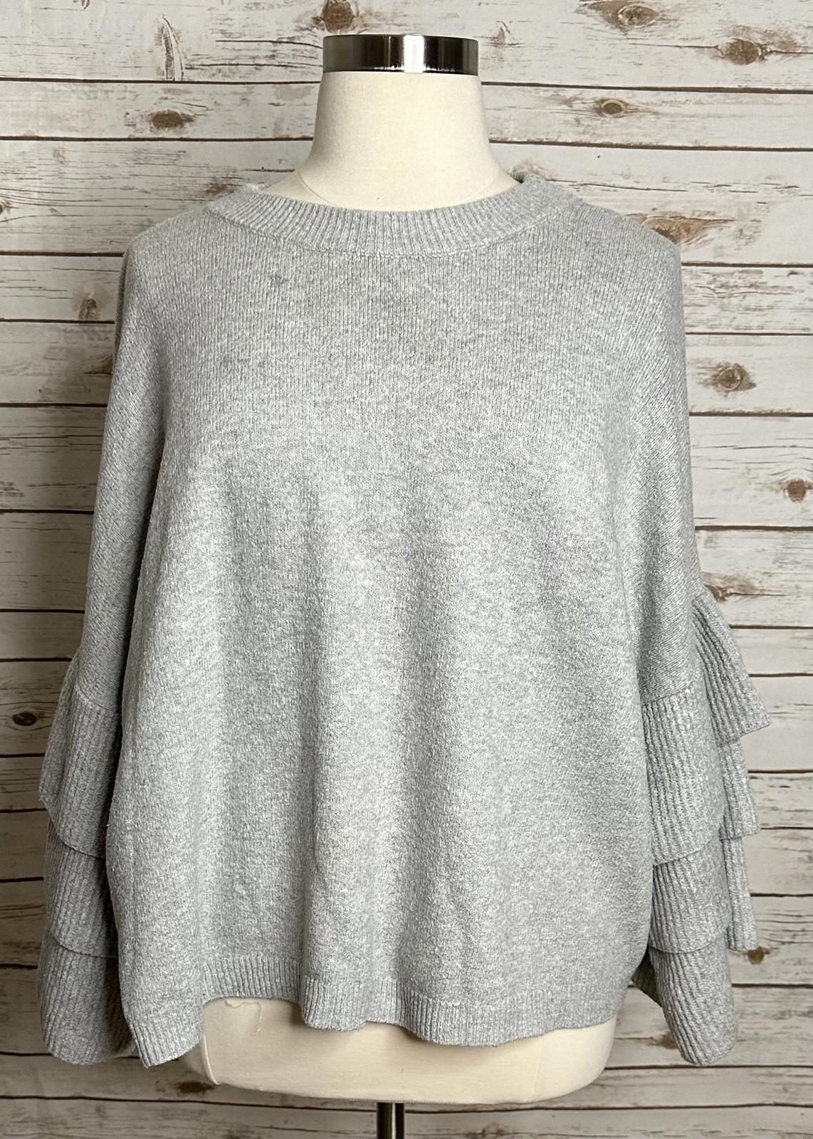Who What Wear classic lt grey tiered ruffled long sleeve knit sweater Size 3X