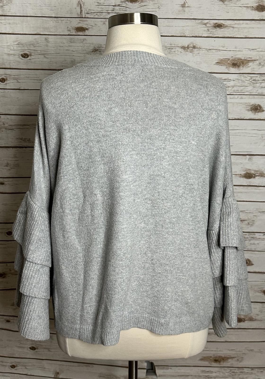 Who What Wear classic lt grey tiered ruffled long sleeve knit sweater Size 3X