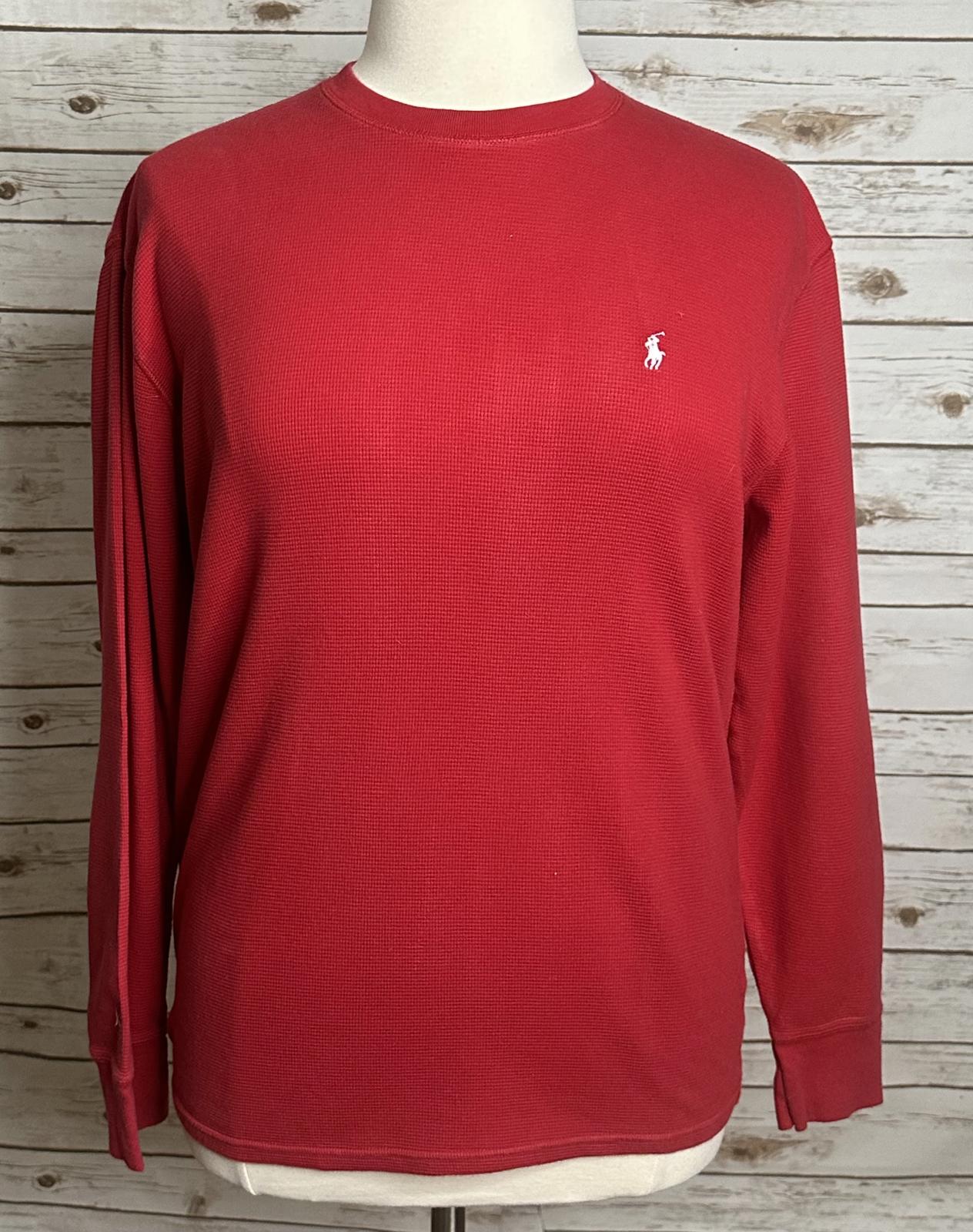 Polo Ralph Lauren red cotton waffle knit long sleeve thermal shirt Size XL