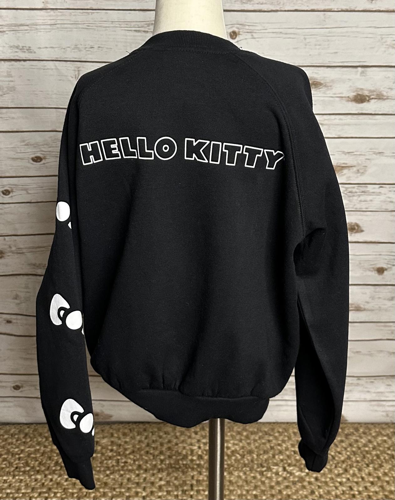 Sanrio Hello Kitty kawail black graphic cotton-blend fleece sweatshirt Size S