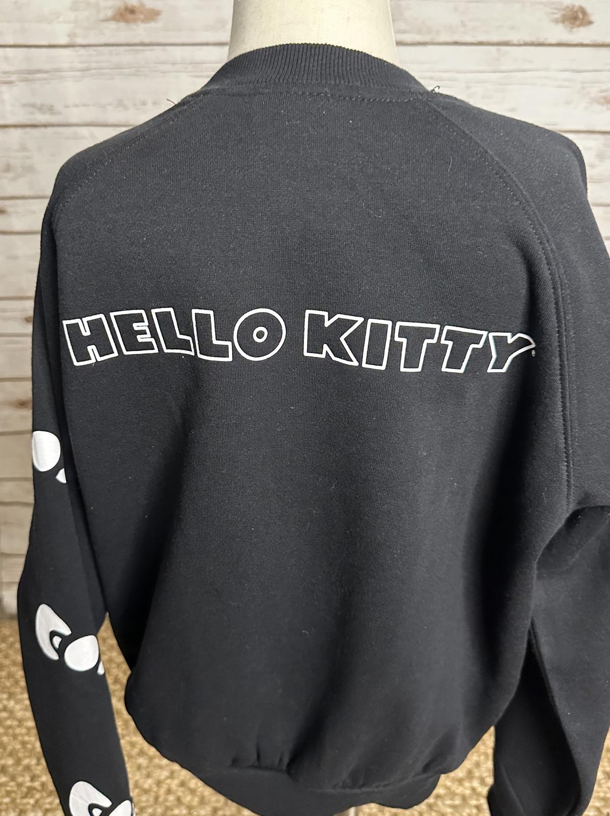 Sanrio Hello Kitty kawail black graphic cotton-blend fleece sweatshirt Size S