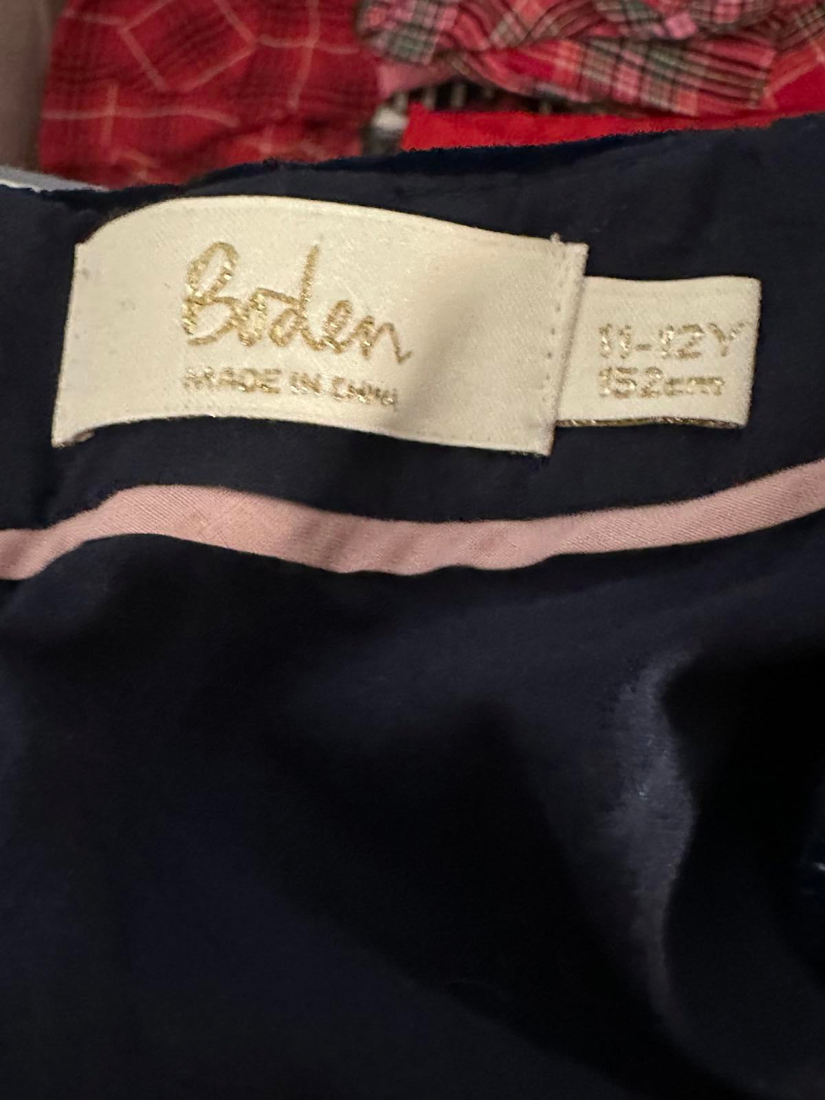 Boden navy velvet and tartan plaid sleeveless fit and flare dress Size 11-12Y