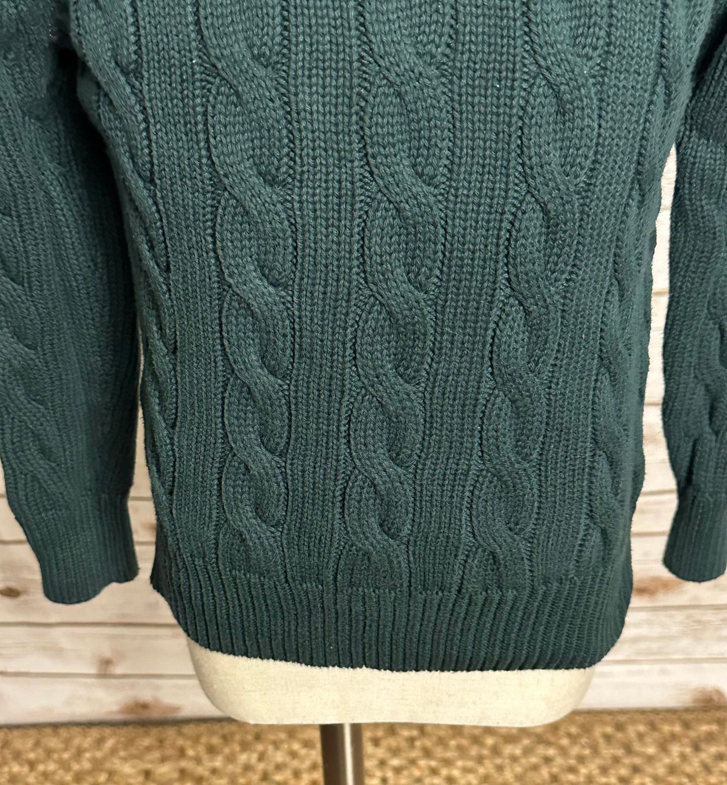 Crewcuts classic green cotton crewneck cable-knit pullover sweater Size XS
