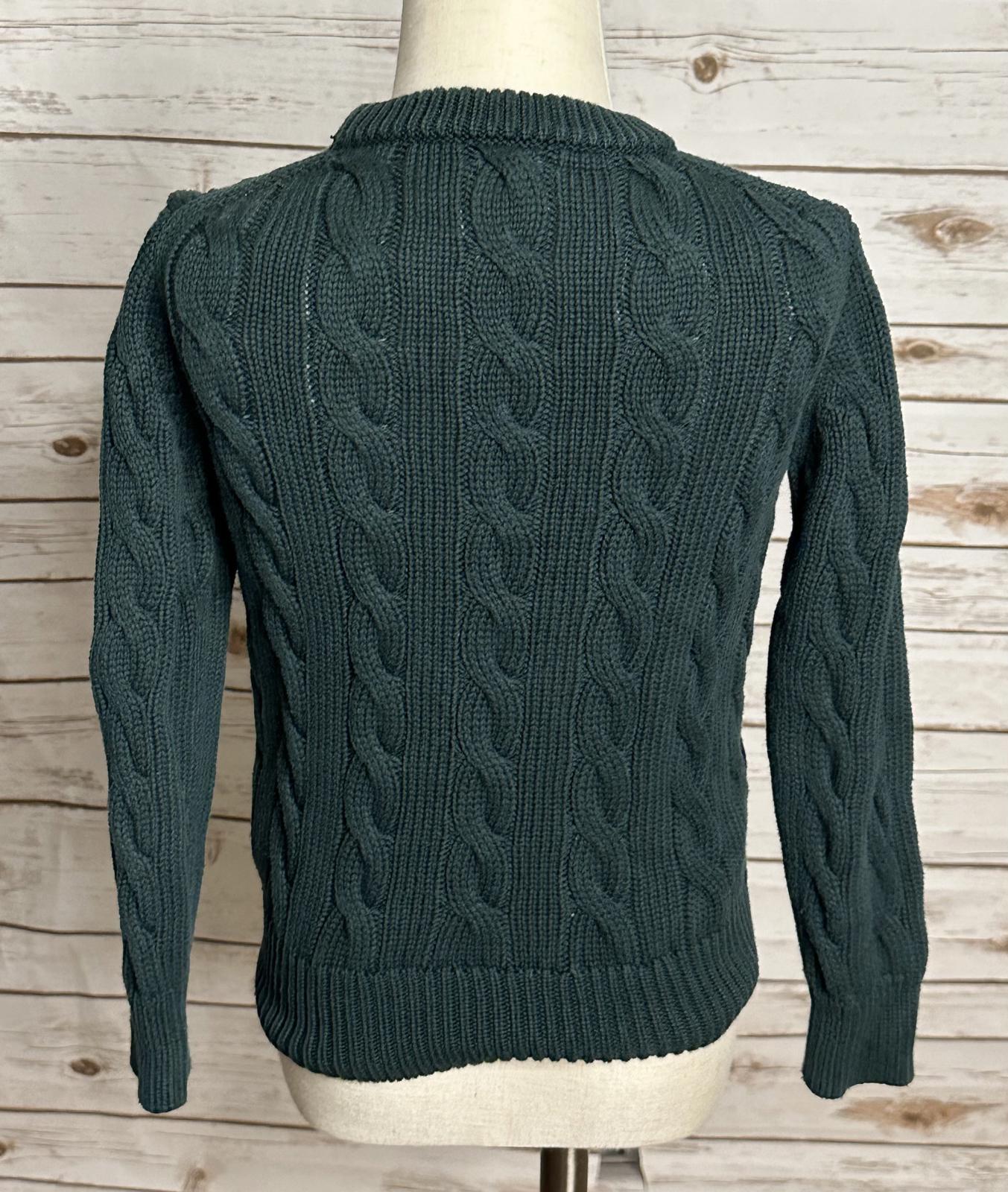 Crewcuts classic green cotton crewneck cable-knit pullover sweater Size XS
