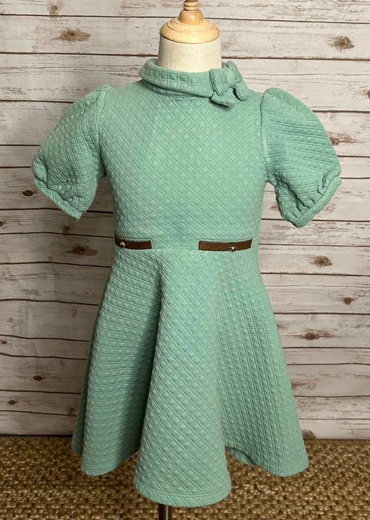 Janie and Jack classic mint green puff sleeve quilted fit and flare dress Size 7