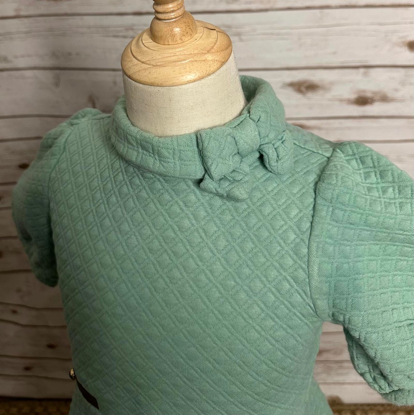 Janie and Jack classic mint green puff sleeve quilted fit and flare dress Size 7