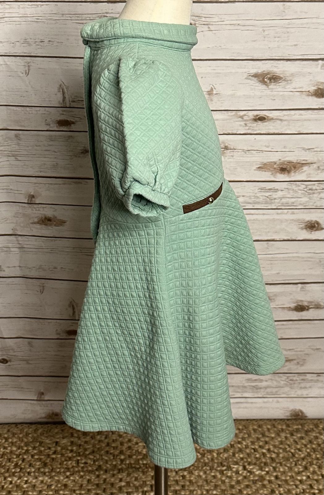 Janie and Jack classic mint green puff sleeve quilted fit and flare dress Size 7