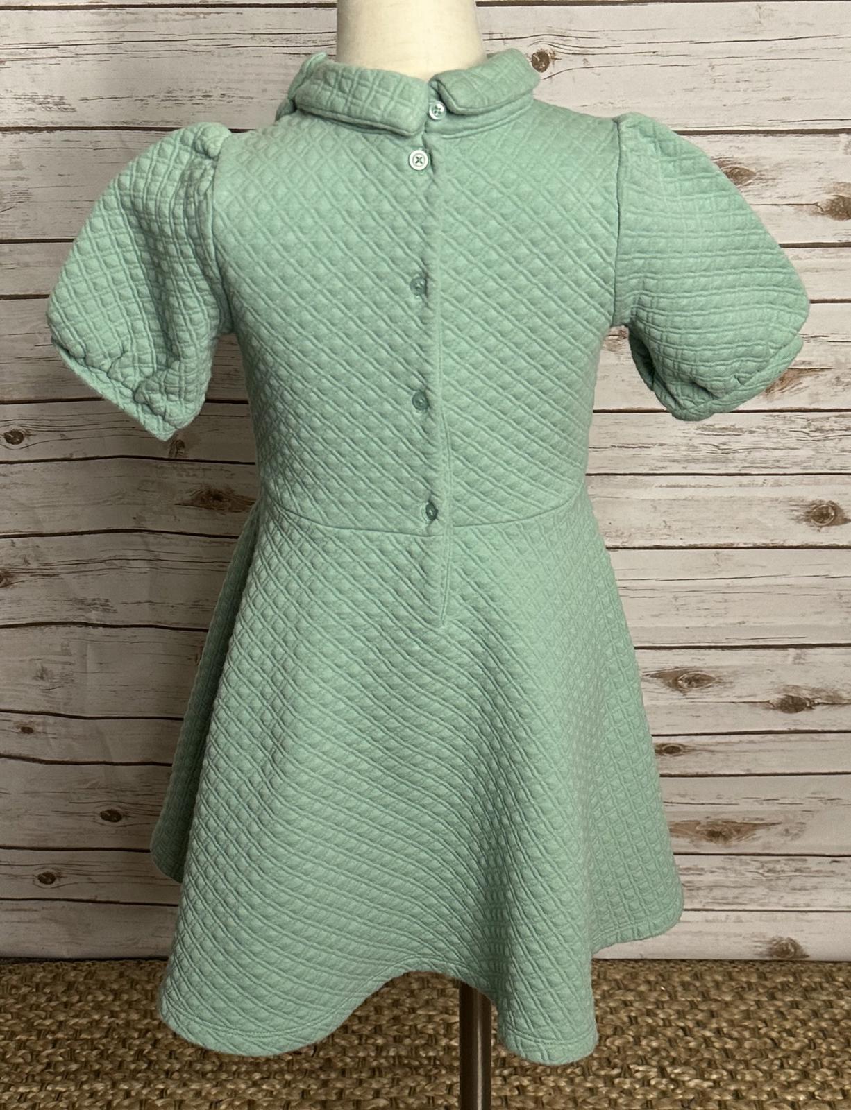 Janie and Jack classic mint green puff sleeve quilted fit and flare dress Size 7