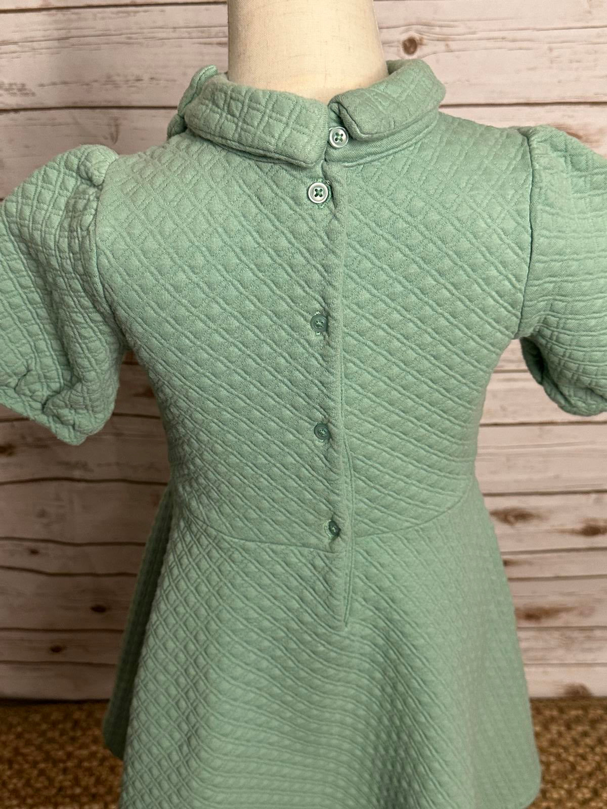 Janie and Jack classic mint green puff sleeve quilted fit and flare dress Size 7