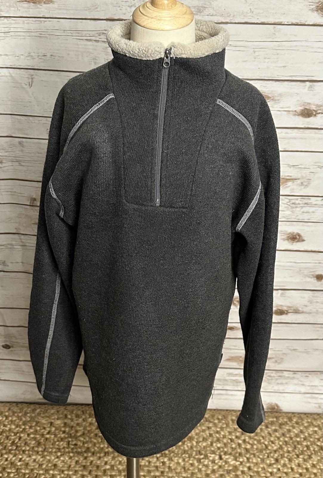KUHL gorpcore grey sherpa-lined 1/4 zip fleece knit pullover Youth M (10-12)