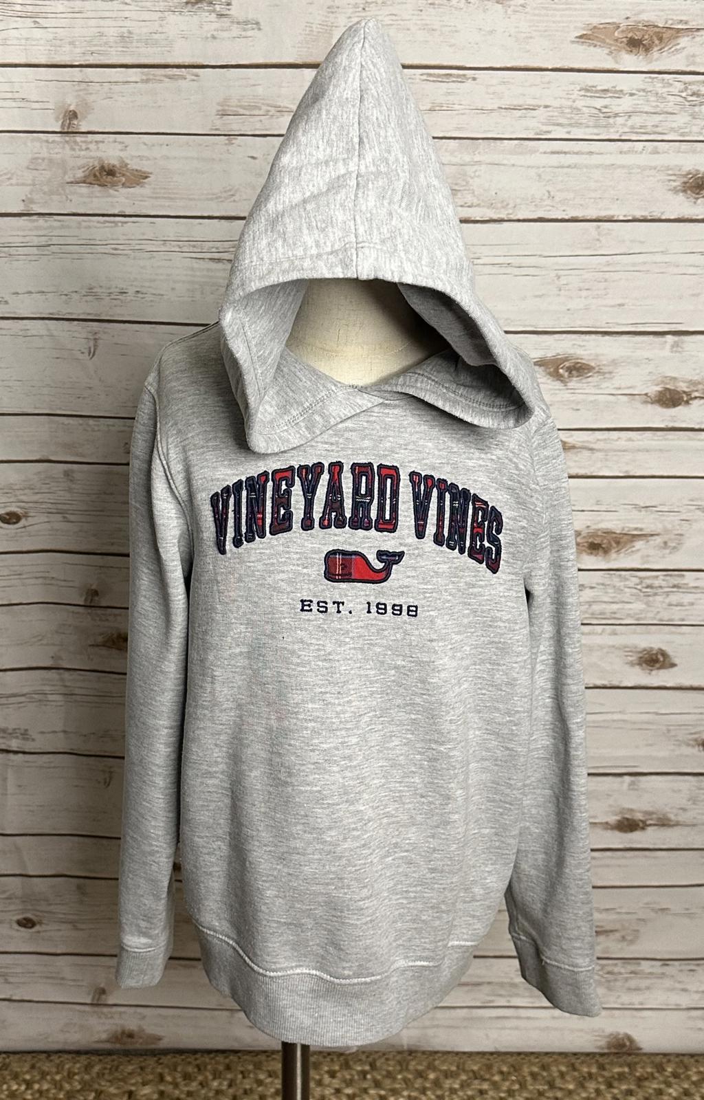 Youth Vineyard Vines heather grey embroidered logo pullover hoodie Size S (8-10)