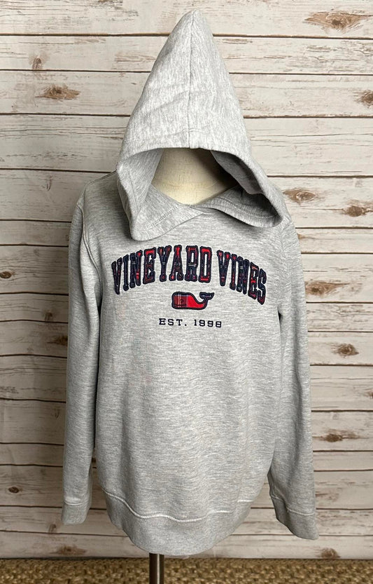 Youth Vineyard Vines heather grey embroidered logo pullover hoodie Size S (8-10)