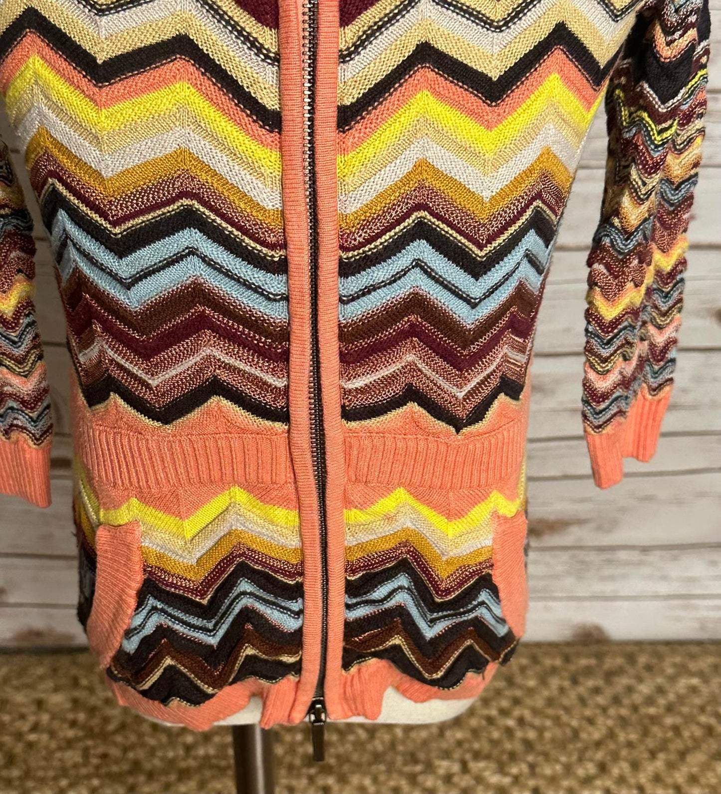 Missoni for Target retro multicolored chevron knit zip front hooded sweater 3/3T