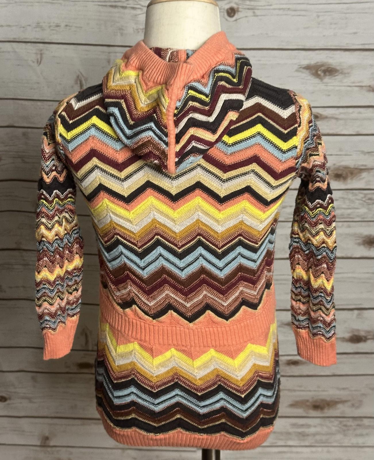 Missoni for Target retro multicolored chevron knit zip front hooded sweater 3/3T