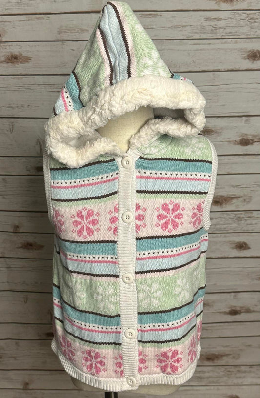 Gymboree Winter Ballerina Fair lsle hooded button-down sweater vest Size M (7-8)