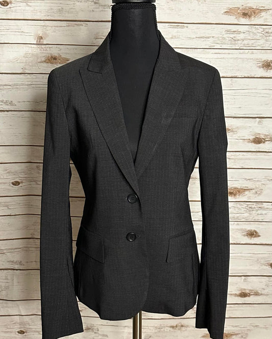 theory classic corpcore grey pinstriped wool-blend single-breasted blazer Size 4