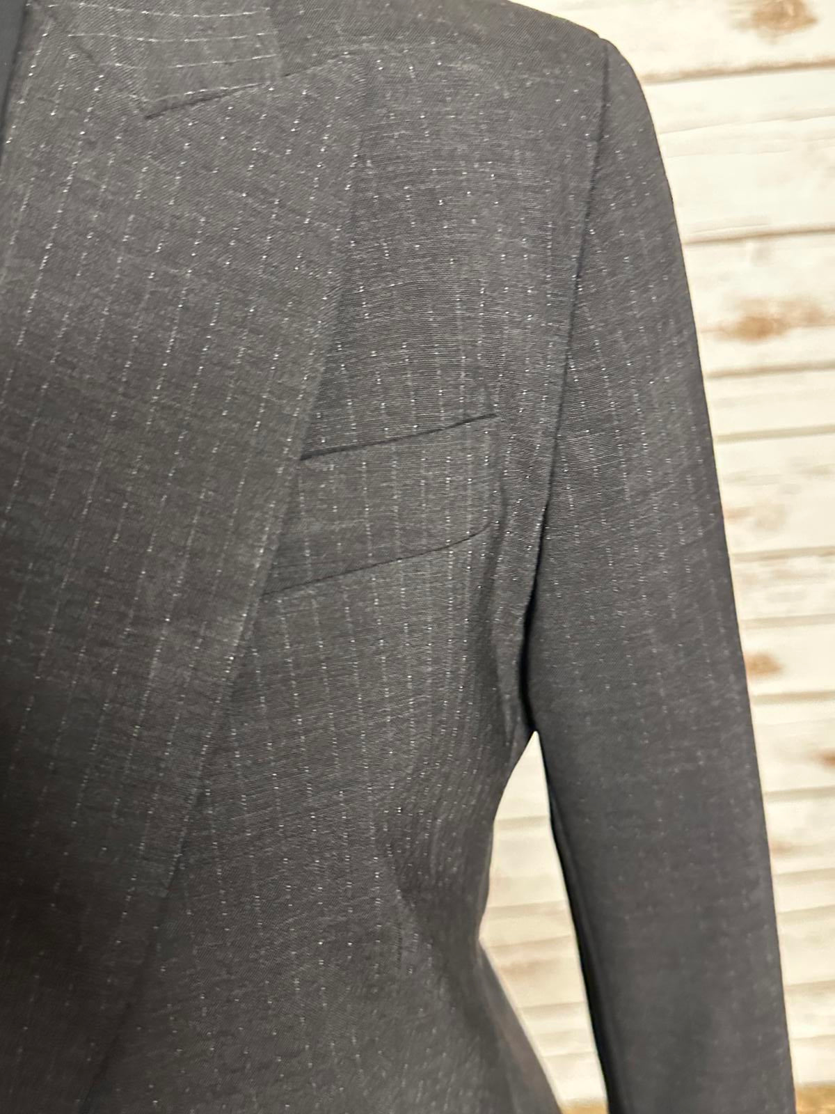 theory classic corpcore grey pinstriped wool-blend single-breasted blazer Size 4