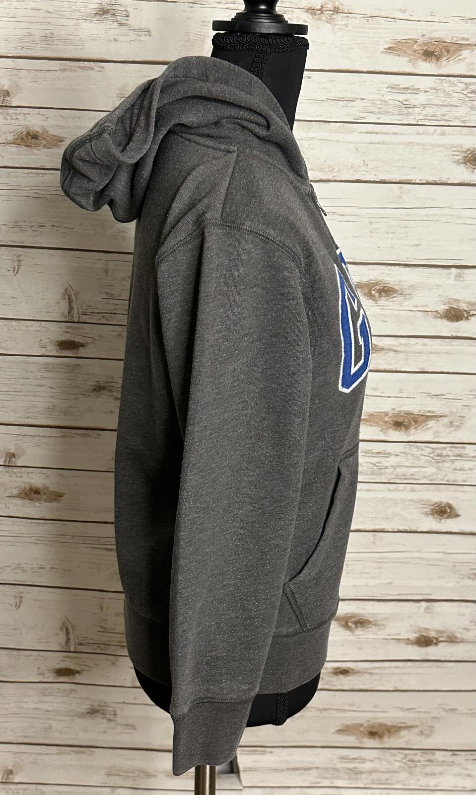 GAP Kids grey/blue full zip embroidered logo hoodie/fleece jacket Youth L (10)