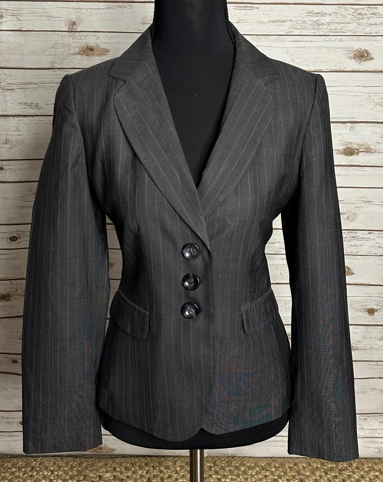 Ann Taylor Italian classic grey/lt blue wool tailored single breasted blazer 2P