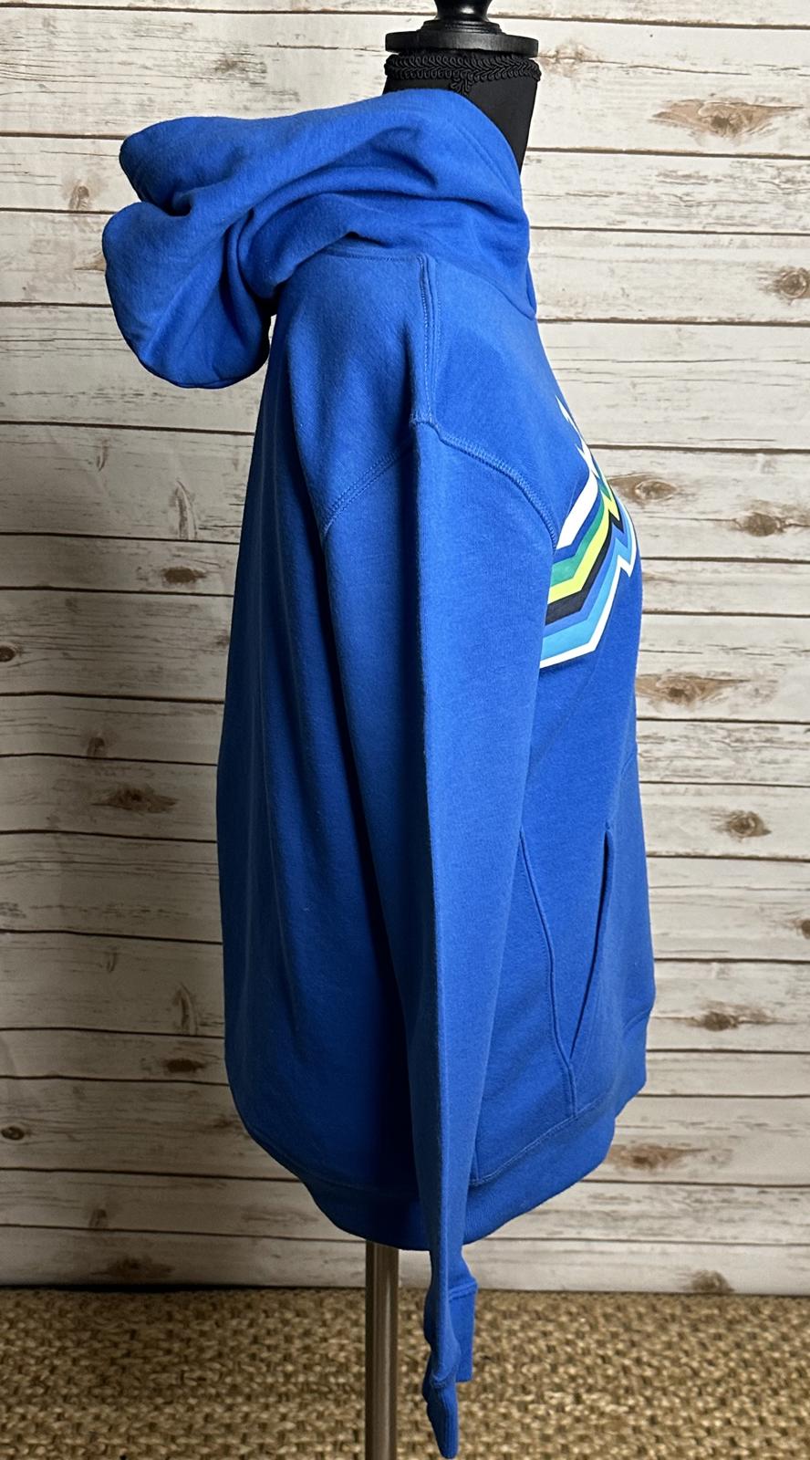 Eddie Bauer blue retro graphic pullover hoodie/hooded sweatshirt Youth L (14-16)