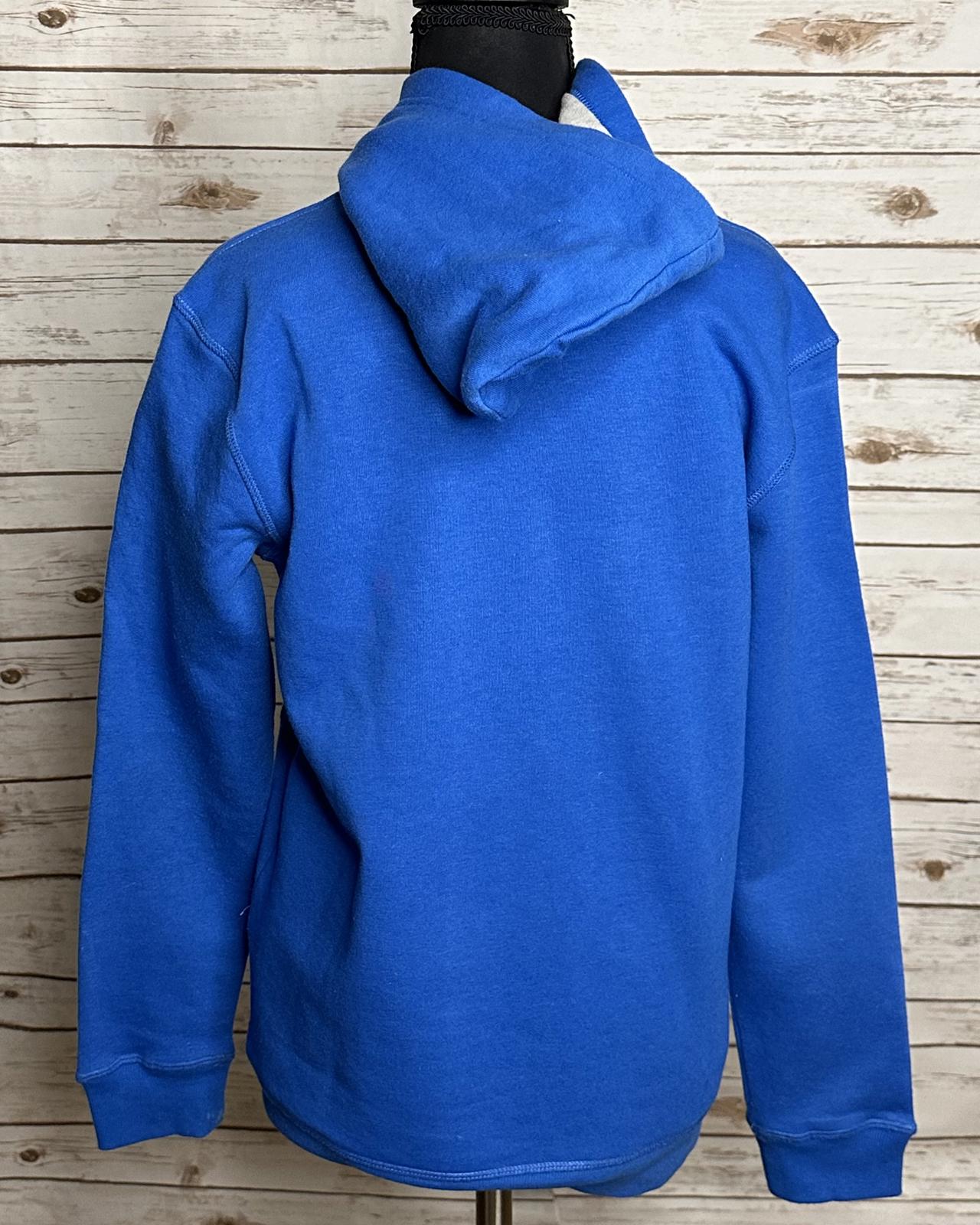 Eddie Bauer blue retro graphic pullover hoodie/hooded sweatshirt Youth L (14-16)