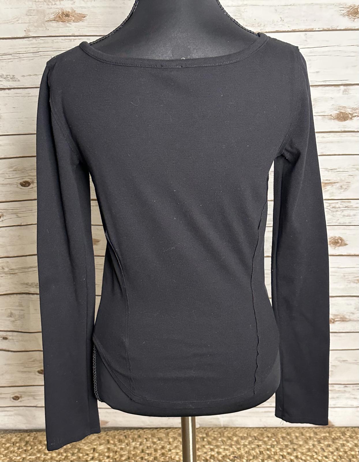 We The Free black long sleeve lace-up fitted top Size XS