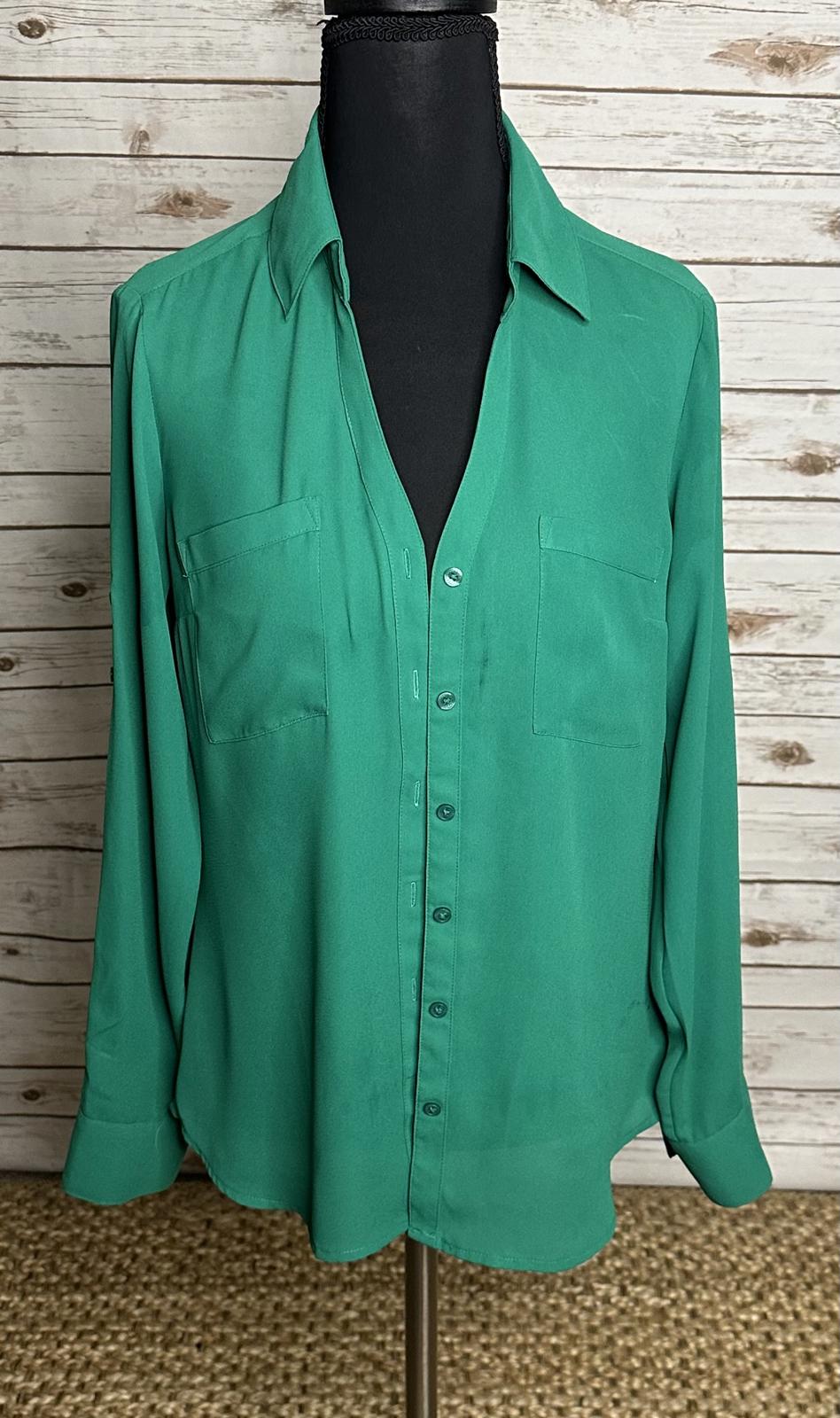 Express Slim Portofino kelly green long sleeve button-up shirt Size Small
