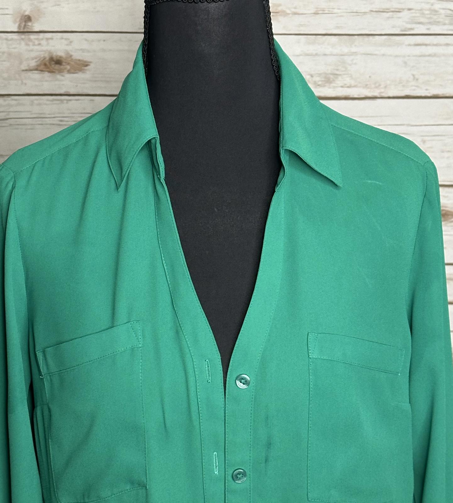 Express Slim Portofino kelly green long sleeve button-up shirt Size Small