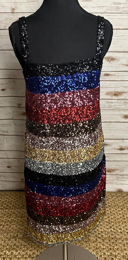 GAP multicolored striped sequin bodycon sleeveless mini dress Size Small