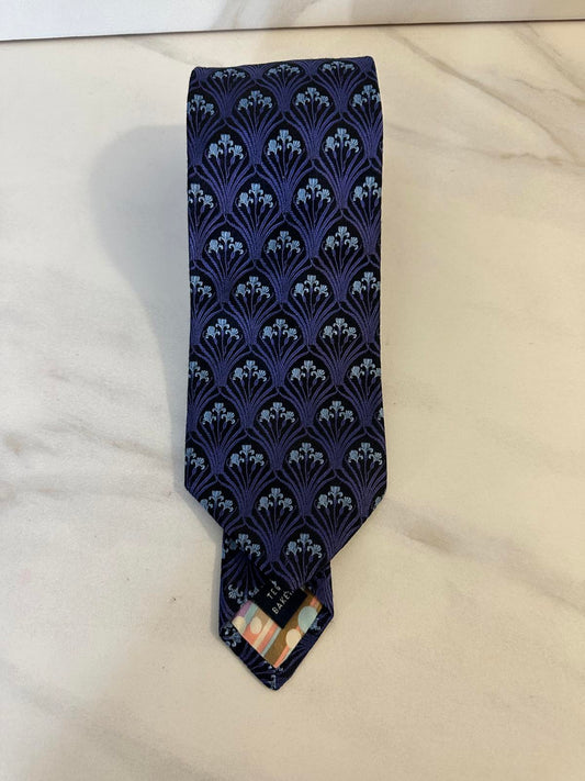 Ted Baker classic art deco corpcore navy/light blue/purple silk necktie