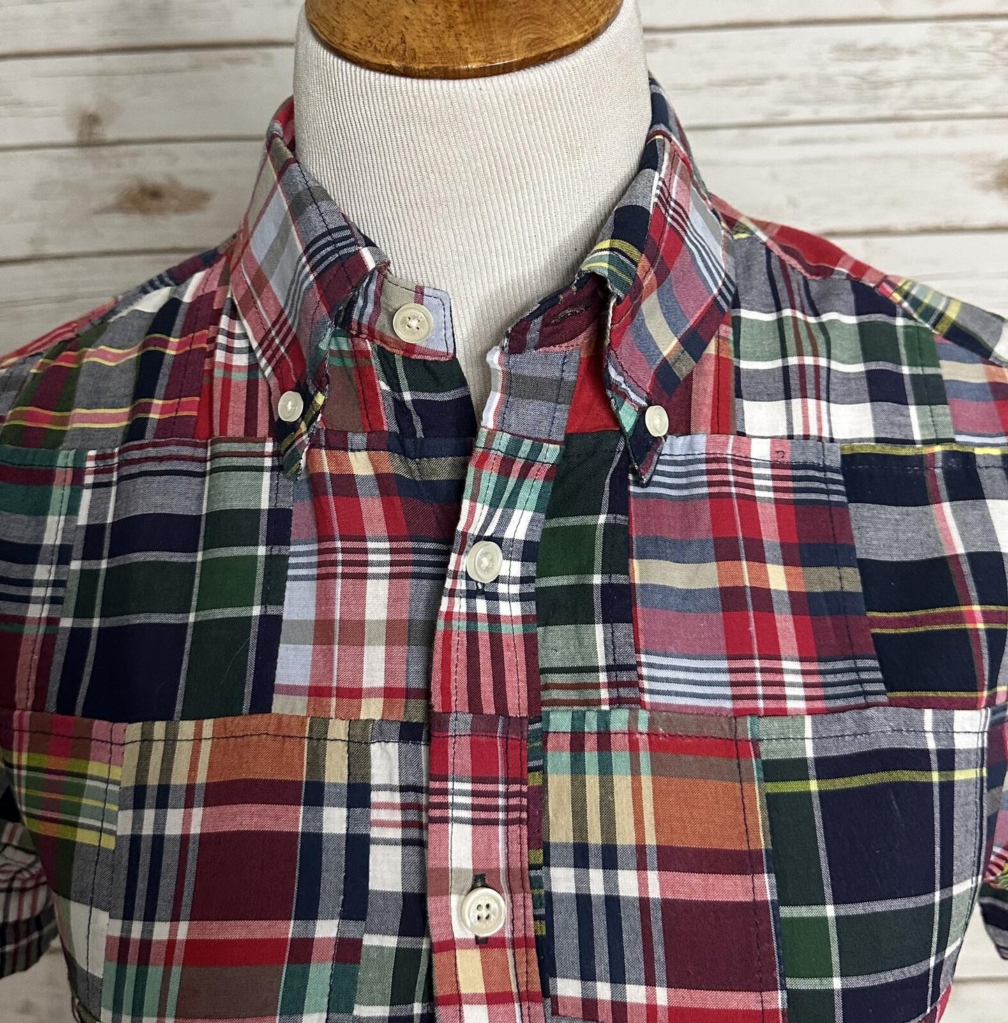 Brooks Brothers 1818 Regent Men's button-down shirt XS cotton madras patchwork