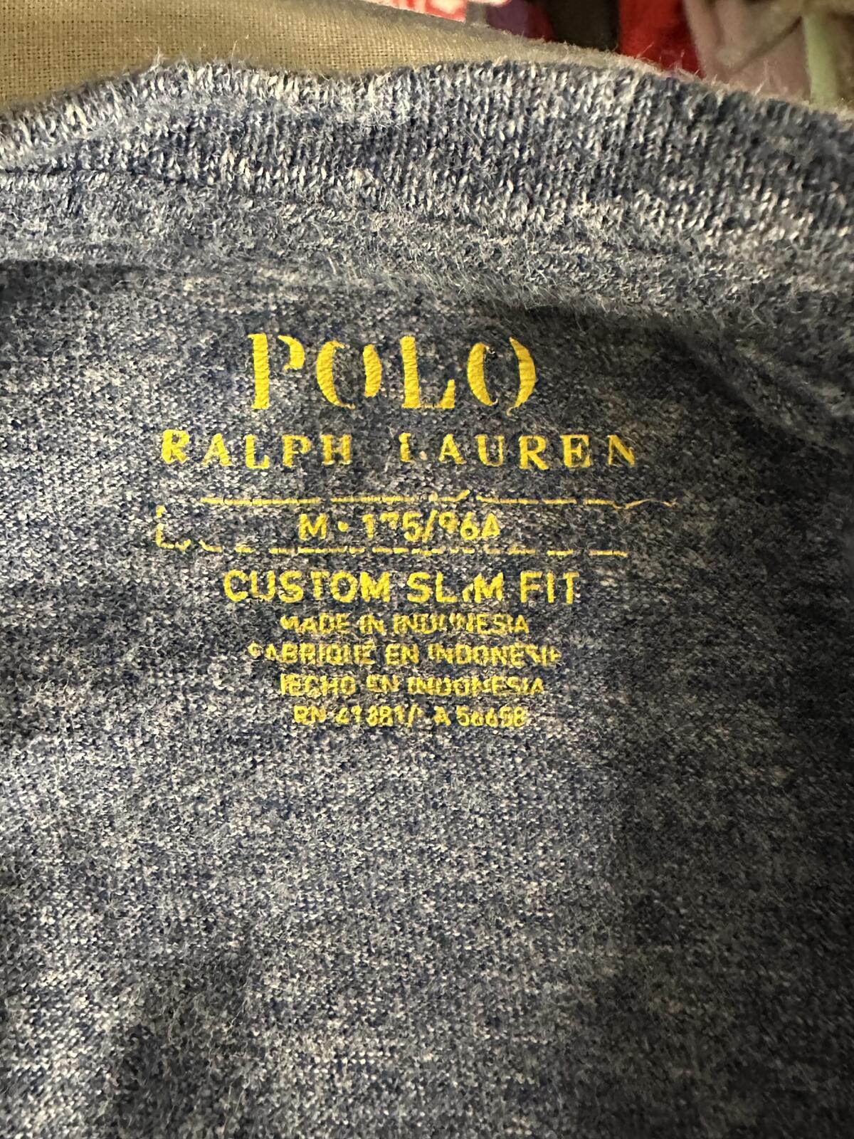 Polo Ralph Lauren cotton t-shirt Medium blue Custom Slim Fit classic normcore