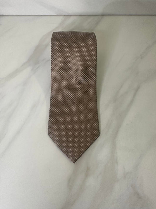 Saks Fifth Avenue classic elegant textured gold silk necktie