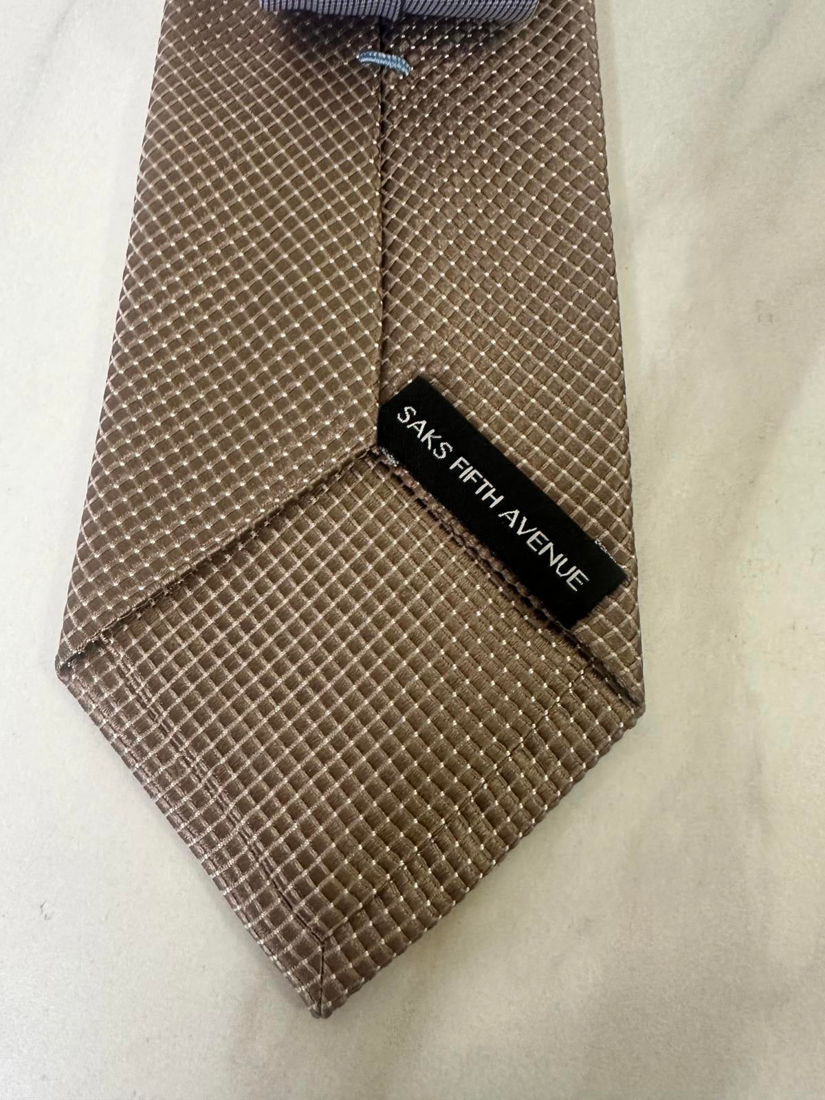 Saks Fifth Avenue classic elegant textured gold silk necktie